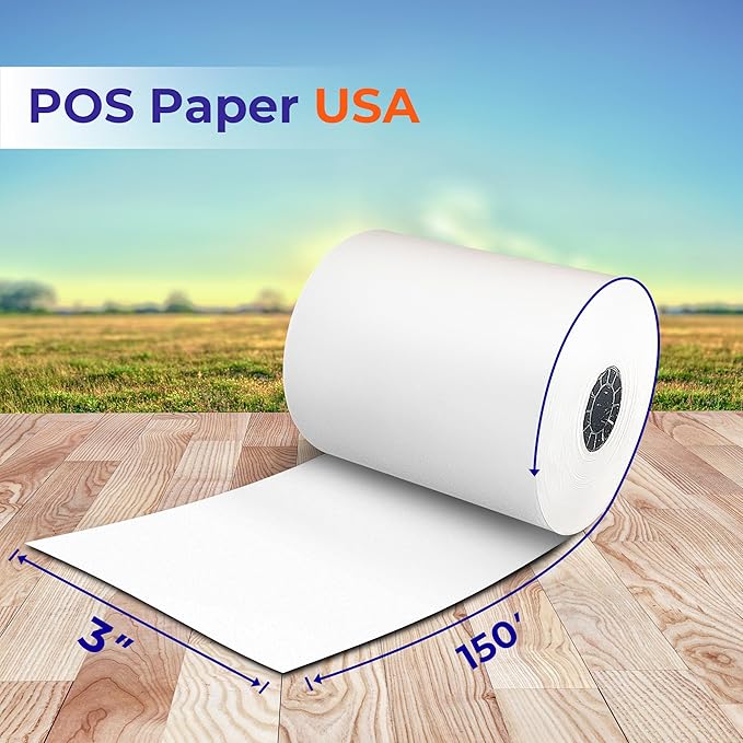 3" x 150' 1-Ply Bond Paper (50 Rolls/Case) - BPA Free