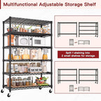 PrimeZone 6 Tier Wire Shelving with Wheels 79''H 1500lbs Storage Shelves NSF Certified Heavy Duty Steel Metal Shelf Adjustable Rolling Rack Kitchen Garage Closet Pantry Laundry 79''HX36''WX16''D