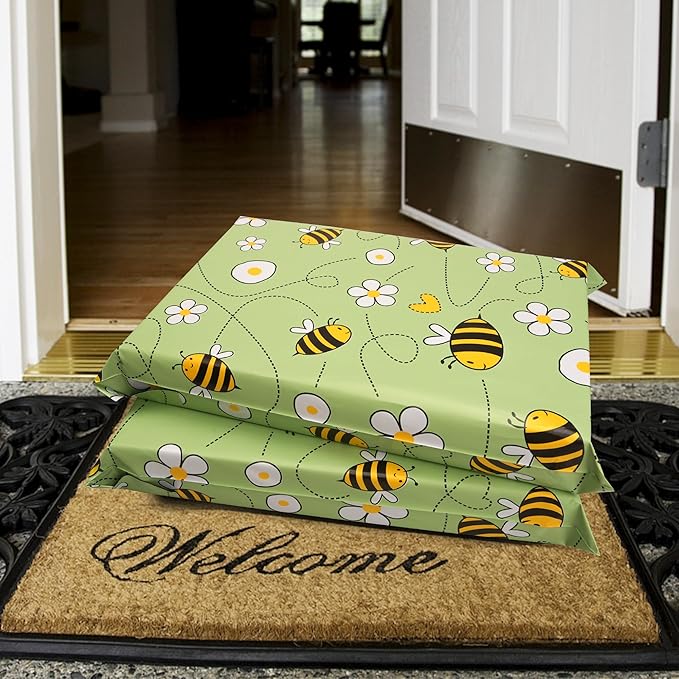 Poly Mailers 12x15.5 Inch 50 Pcs - Bee printed Shipping Bags, 2.4mil Thickness, Waterproof and Tear Resistant Mailing Envelopes, Self-Sealing Packaging Bags for Small Business