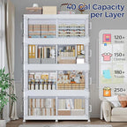 120GAL Storage Bins with Lid and Wheels, Stackable Closet Organizers and Storage Drawer, Collapsible Storages Box with Dividers, Foldable Plastic Cabinet for Room, Kitchen, 3 Pack White