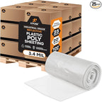Xpose Safety Clear Plastic Sheeting (Bulk Half Pallet 25 Pack) – 20' x 100' Rolls – Heavy Duty 3.4 Mil Poly Sheet – Waterproof, Dustproof, Vapor Barrier – for Construction, Painting, Industrial Use