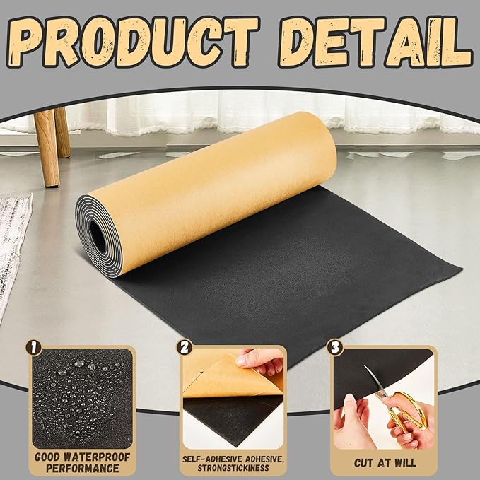 Pangda 1 Piece 157 x 12 x 1/8 Inch Extra Large Marine Foam Roll Closed Cell Rubber with Adhesive Insulation Sheets Lightweight Single Sided Tape Water Weather Resistant for Craft