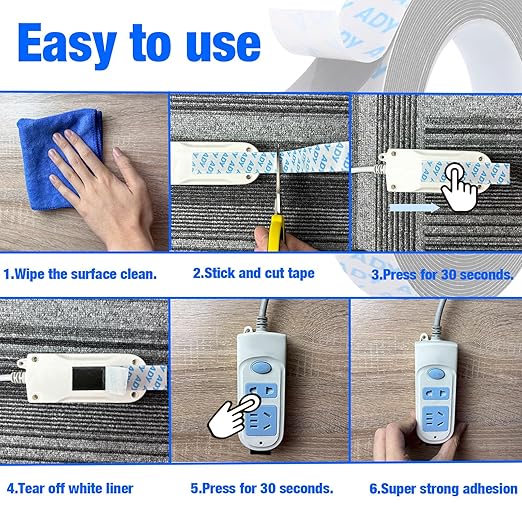 ADY Removable Double Sided Foam Tape Heavy Duty 1in x 20ft,Adhesive Foam Tape for Walls,Damage Free Picture Hanging Adhesive Strips for Office Rent Room, Poster Mounting Tape