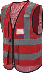 Red work vest mesh
