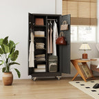 27.6 in Wide Garage Storage Cabinet with Wheels, Metal Storage Cabinet with Pegboards and 4 Adjustable Shelves, Garage Storage System with Lockable Door for Offices, Gyms and Pantries, Black
