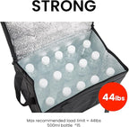 NZ home Large Insulated Cooler Bag and Food Warmer for Delivery & Grocery Shopping with Zippered Top, Black (1 Pack)