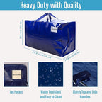 VENO 2 Pack Moving Bags and Large Christmas Decoration Storage Bins with lids. Alternative to Moving Boxes, Packing Supplies for College. Heavy Duty Totes (Blue, 2 Pack)