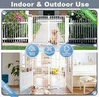 Metal Freestanding Dog Gates with Door for Outdoor Indoor,40'' Extra Wide 36'' Tall Free Standing Dog Gate for Doorways,Large Openings,Deck,Yard,Porch,Foldable Safety Pet Fence(White,2 Panels)