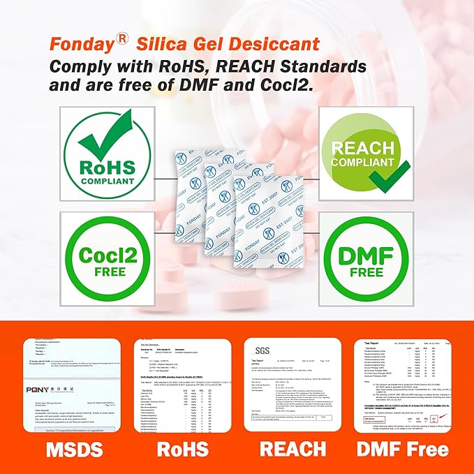 5g x 40 Packs Fonday Food Grade Silica Gel Desiccants Packs Moisture Absorbers Dehumidifier for Food Storage, Electronics, 3D Filament & Safes