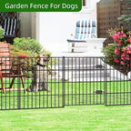 Metal Garden Fence 28in (H) x 35ft (L), 1 Gate + 14 Panels Dog Fences Border Fence Animal Barrier, No Dig Garden Fencing for Yard Flower Bed Lawn Patio Outdoor, PIN282815G Black