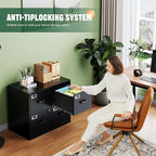 Letaya 2 Drawer File Cabinet with Lock,Metal Office Small Filing Cabinets for Home Office,Storage Letter,Black-Easy Assemble
