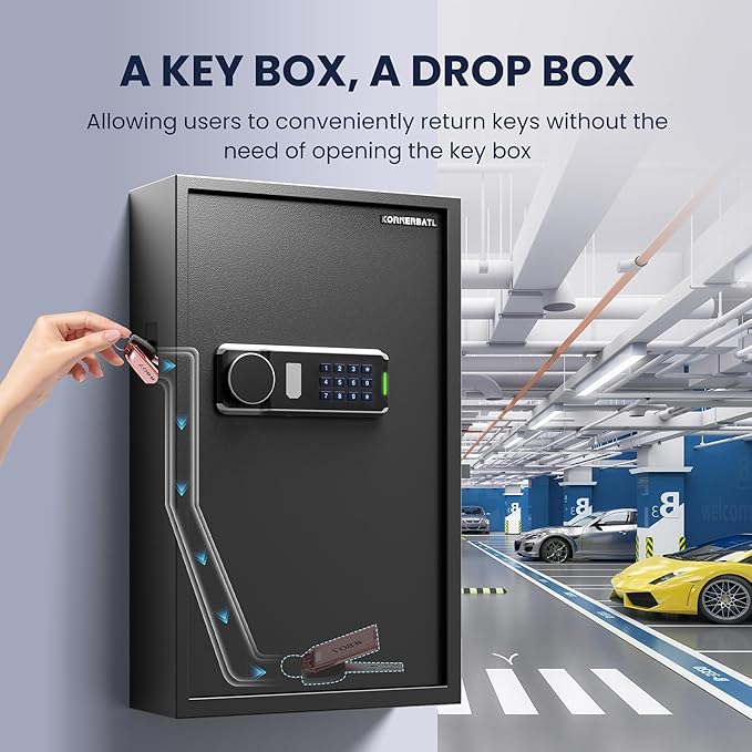 Heavy Duty 172 Keys Electronic Key Lock Box with Anti-Theft Deposit Key Slot & Key Out Tags, Key Cabinet Wall Mount with Code for Home Office