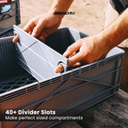 SIDIO CRATE Basic Pack - Two Full Size and One Half Size SidioCrate, Stackable Outdoor Organizer Storage Bins with Dividers - Red