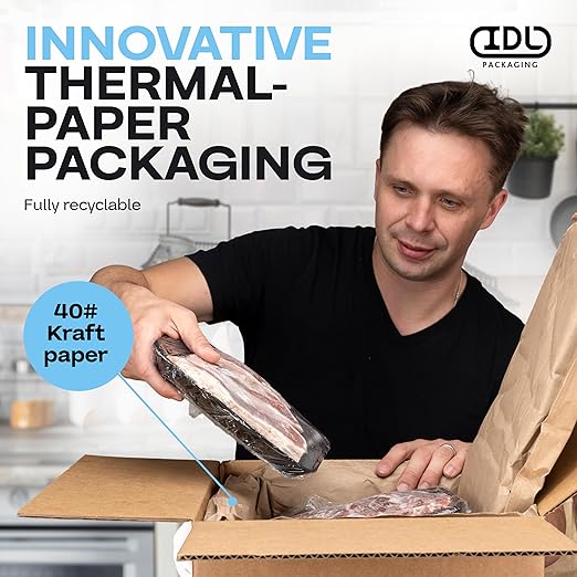 Insulated Thermal Shipping Boxes 14"x14"x14" with 2 Gel Ice Packs, Pack of 6 - USA-Made Cold Food Shipping Box with Absorb Condensation Thermal-Paper Liner - Frozen Food Shipping Kit by IDL Packaging