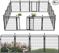 32 in(H) Decorative Garden Fence Outdoor for Yard with 2 Gates,Heavy Duty Iron 16 Panels Total 34.7ft(L) Anti Dig Fence with Gravity Automatic Lock for Indoor/Outdoor Decorative Dog Fence,Black
