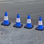 6 Pack 12 Inch Blue Reflective Traffic Cones, Black Base Mini Safety Cones for Event Setup, Reserved Parking, and School Activities (6, Blue, 12 Inch)