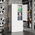 Metal Steel Storage Cabinets with Lockable Drawers and Doors Lateral File Cabinets Steel Metal Filing Lockers for Home Office Hanging Files Letter/Legal/F4/A4 Size
