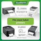 4" x 6" Thermal Labels | 4 Rolls | 1100 Labels | fits Zebra, Munbyn, Rollo, Godex, Arkscan, iDPRT, Offnova Thermal Label Printers and More | Blank White Adhesive Stickers by Ecotherm