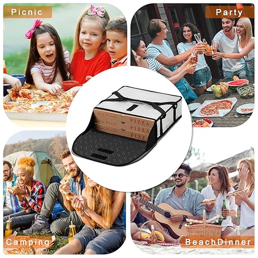Pizza Bags for Delivery 18" X 18" X 5" - Moisture-Free, Professional Thermal Pizza Warmer, Heavy-Duty Food Carrier, Suitable for Restaurants,Picnic Uber Eats & Door Dash（ Silver）