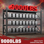 9000LBS Storage Shelves, 75" W Garage Shelving Heavy Duty Metal Adjustable Garage Shelves, Shelving Units Industrial Shelving for Warehouse, 75" W x 24" D x 70" H, Black