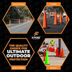 Xpose Safety 36 Inch Orange Traffic Cones, 4-Pack - Multipurpose PVC Plastic Safety Cone for Parking, Soccer, Caution, Kids and Construction - DOT Approved