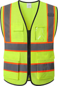 Reflective Mesh Safety Vest for Men Women with 5 Pockets and Zipper Front High Visibility Mesh Vest Hi Vis Construction Work Vest,Meets ANSI/ISEA Standards(EK175-Yellow-M)