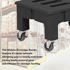 PolyMight Mobile Heavy-Duty Poly Dunnage Rack with Caster Wheels for Warehouses and Commercial Industrial Storage 18" x 22" x 16" with 600 lb Capacity