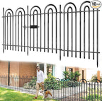 10 Panels Garden Tube Fence with Gate, 36in(H)×21.6ft(L) Tall No Dig Fence Animal Barrier, Heavy Duty Metal Decorative Garden Edging Border, Ground Defense Temporary Fencing for Outdoor Yard, Black