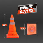 RoadHero 18 Inch 6 Pack Collapsible Traffic Safety Cones, Multi Purpose Pop-up Cones with Reflective Collar for Road Safety, Orange Cones for Driving Training, Parking Lots