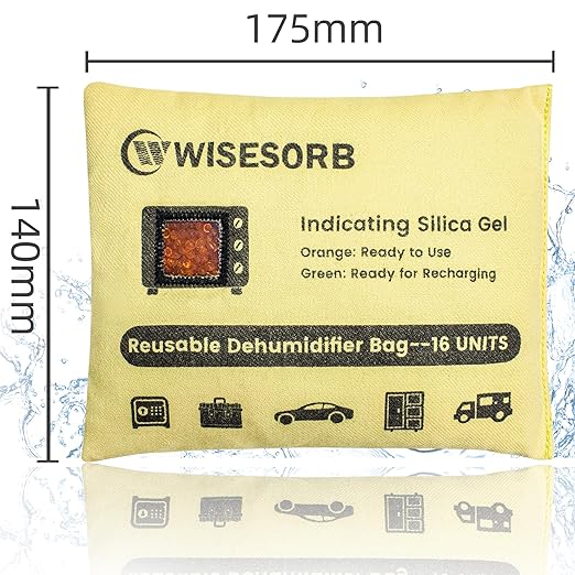 4 Pack 500G Reusable Silica Gel Desiccant Dehumidifier Bags, Color Indicating Moisture Absorbers for Car, Closet, Basement & Garage, Microwave Rechargeable Reusable Drying Bags