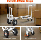 3 in1 Convertible Hand Truck, Folding Aluminum Hand Trucks 880lb Load Appliance Dolly, Heavy Duty Dolly Cart Converts Platform Cart, Portable Cart Luggage,Travel,Moving,Shopping,Office Use (Silver)
