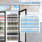 Tylza Commercial Refrigerator, Three Glass Door Display Beverage Fridge, 59.06 Cu Ft Upright Beverage Cooler Merchandiser with Replaceable Advertising Light Board, Rebound Door, Fast Cooling