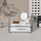 2-Tier Acrylic Paper Tray Organizer - Low-Profile Desk File Sorter for Office/Home, Clear Stackable Letter Tray for Bills, Crafts, Notebooks
