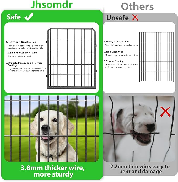 Decorative Garden Fence with Gate, 32 in(H) x 43 ft(L) Rustproof Metal Fence Panels No Dig Fence with Full Panel Gate, Dog Fence Outdoor for Yard, Animal Barrier Garden Fencing for Yard