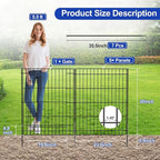 INJOPEXI Decorative Metal Garden Fence 6 Panels 11.8ft (L)×30in (H) Garden Fence Outdoor 5 Fence Panels + 1 Gate Rustproof Wire No Dig Temporary Garden Fencing Animal Barrier Fencing for Yard Patio