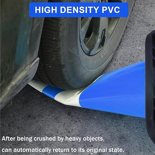 OrangeStar 6-Pack 28" Traffic Cones, Blue Safety Cones with Reflective Collars, Heavy Duty Base for Construction, Parking Lot, Road Work, Flexible PVC, Indoor & Outdoor Use