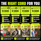 100ft Outdoor/Indoor Extension Cord 14/3 Gauge Heavy Duty 3 Prong SJTW, Waterproof, ETL Listed, Flexible Cold-Resistant Long Power Cord,13A 125V 1625W, Black by LifeSupplyUSA