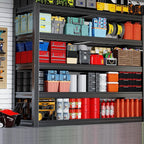 68" Wide Heavy Duty Garage Shelving Units, 5-Tier Deep Storage Shelves,Black Metal Garage Shelves,Steel Shelf,Large Storage Rack,Industrial Shelving for Shop, 68" W x 20" D x 84" H