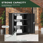 Greenvelly Metal Storage Cabinet, 36" Locking Storage Cabinet with Doors and Shelves, Lockable Storage Cabinets for Home Office, Utility Locker Cabinet, Steel Garage Cabinet with 2 Keys, Black