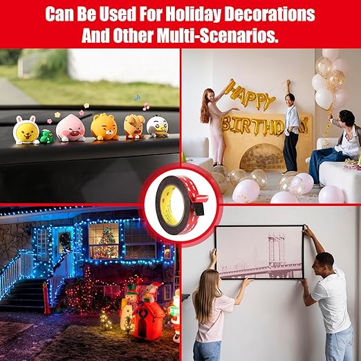 Double Sided Tape Heavy Duty, Waterproof Mounting Foam Tape, 16.5ft Length, 2.17in Width, High Temperature Resistant Adhesive Tape for Car, LED Strip Light, Office Decor, Made of 3M VHB Tape.