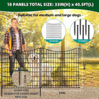 18 Panels No Dig Decorative Fence with Gate, 33 in(H) X 40.5 ft(L) Tall Garden Fence Animal Barrier, Rustproof Metal Wire Edging Border, Temporary Dog Fencing for Outdoor, Yard, Patio