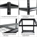 The Atlas 72" W Metal Garage Shelving Unit Load 12000 Lbs, 4 Tier Heavy Duty Storage Rack, Adjustable Industrial Shelves for Warehouse Shop Basement, 72" W x 24" D x 72" H, Black