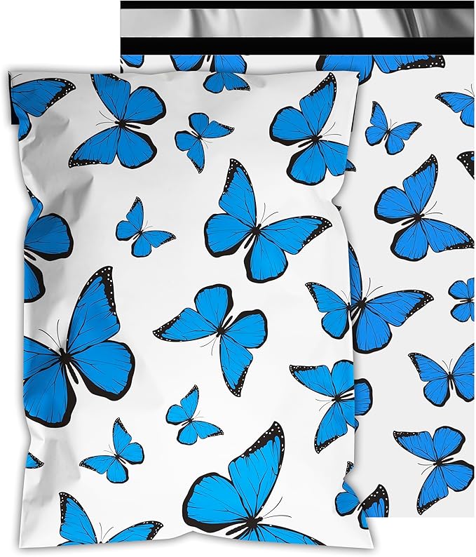 Cute Poly Mailers 10x13 Inch 100 Pcs - Butterfly Printed Shipping Bags for Clothing - Waterproof and Tear Resistant Mailing Envelopes - Self-Sealing Packaging Bags for Small Business