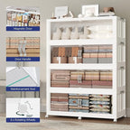 180GAL Plastic Storage Bins with Lid, 720QT Extra Large Stackable Closet Organizers and Storage, Collapsible Storage Boxes with Wheels, Folding Cabinet for Home Kitchen Office, 3Pack White