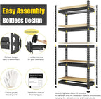 PrimeZone Storage Shelves 5 Packs 5 Tier Adjustable Garage Storage Shelving, Heavy Duty Metal Storage Utility Rack Shelf Unit for Warehouse Pantry Closet Kitchen, 28" x 12" x 59", Black
