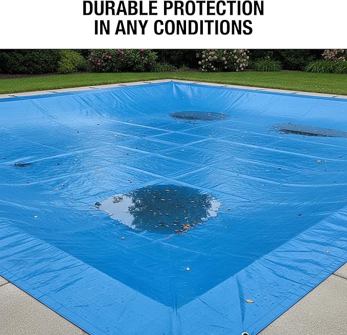 14x30 Blue Waterproof Tarp – Heavy Duty 5 MIL Thick Outdoor Tarpaulin Cover - Multi Purpose Protection for Camping, Tent, Roof, Patio, Pool, Floor, Furniture, Boat, Truck Beds, Pack of 1