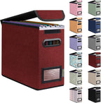 BALEINE File Organizer Box with Lid, Collapsible File Folder Organizer with Plastic Slide, Hanging File Folder Box for Office Document Storage (1 Pack, Red, S)