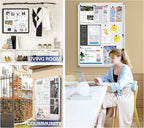 SWANCROWN Lockable Noticeboard White Bulletin Boards Magnetic Wall Mount Message Board with Glass Door and Keys 28x26inch(6xA4)