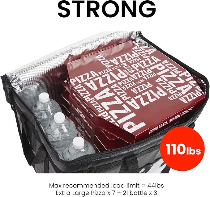 3XL Insulated Cooler Bag and Food Warmer for Delivery & Grocery Shopping with Zippered Top, Red (1 pack)