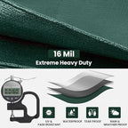 Tarp 10x12 Feet 16 Mil Heavy Duty Waterproof Tarp, Large Multipurpose Cover with Brass Grommets and Reinforced Edges, UV Resistant Thick Poly Tarps for Outdoor Camping Tent Pool Car, Green